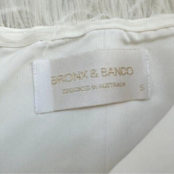 Bronx and Banco Lola Feather White Ivory Bridal Strapless Mini Dress Size S - Picture 12 of 15